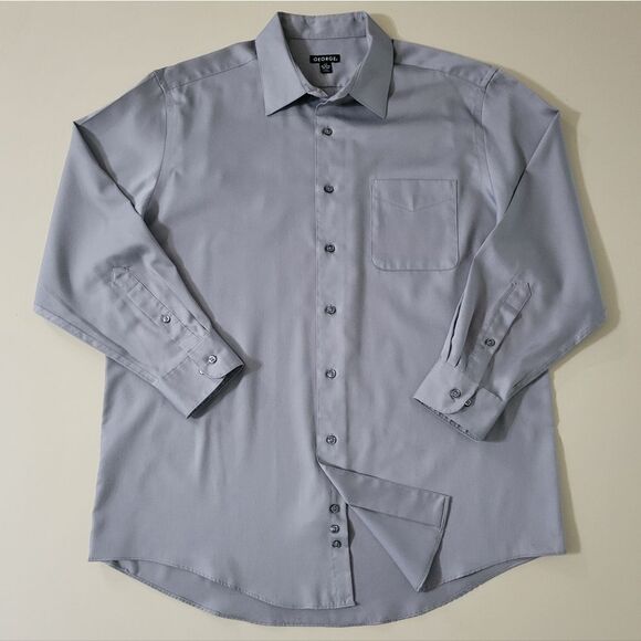 George's Men's Grey Stone Button-Down Dress Shirt - Picture 2 of 15